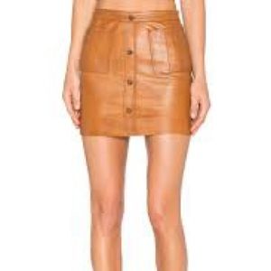 Aje Shrimpton Brown Leather Skirt size 2 AU8